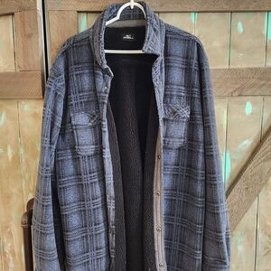 O'Neill Gray Plaid Shirt Jacket